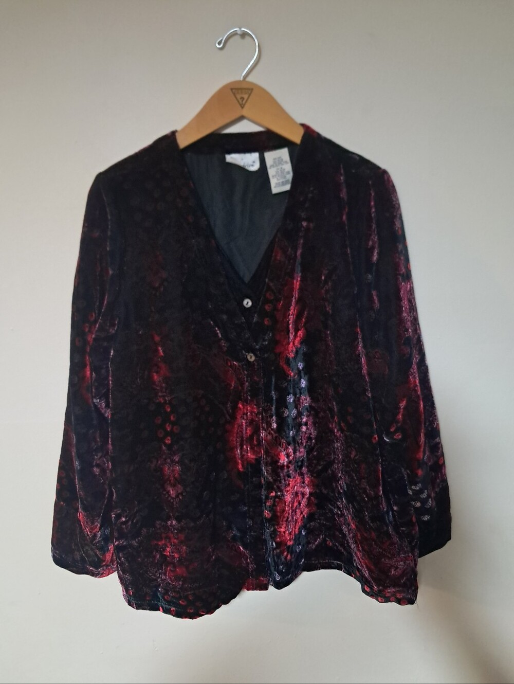 Vintage Womens Velvet Shirt Jacket Layered Whimsigoth Dark Fairy Plus 14W/16W.